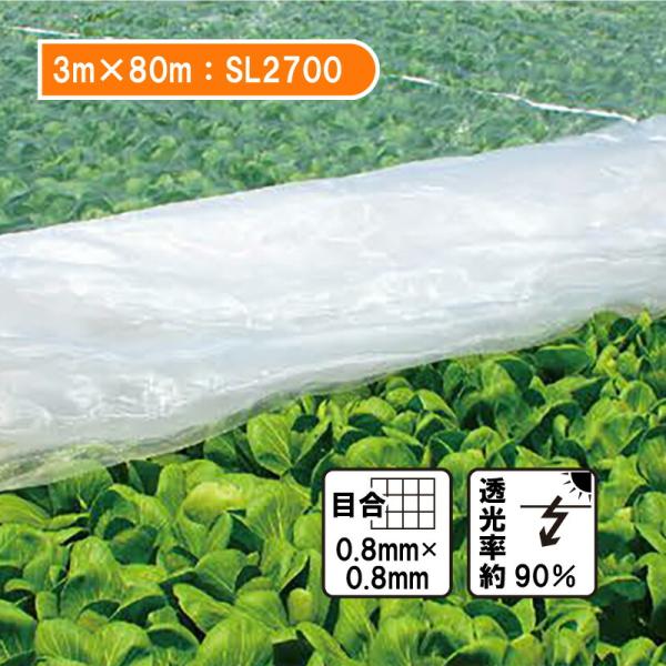 3m×80m ベタ掛け 防虫サンサンネット ソフライト SL2700 台風対策 ゲリラ豪雨対策 防虫...