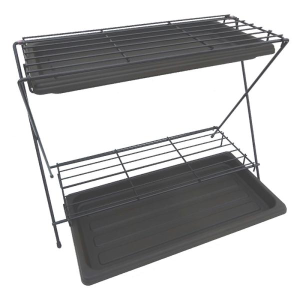 トレー付きフラワースタンドミニ 二段型 No.580 グリーンガーデン 簡易組立式 観葉植物 鉢台 ...