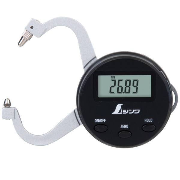 デジタルキャリパーゲージ 0〜25mm 楕円竿 73733 69×90×22mm 96g 厚さ測定 ...