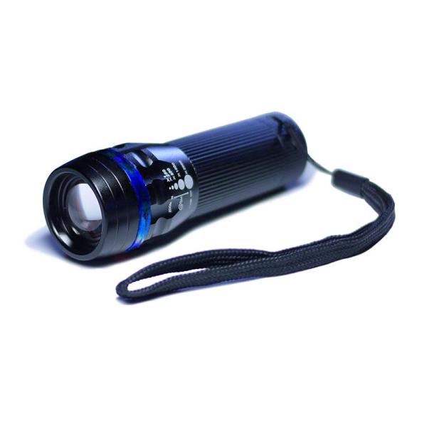 3W LEDズームハンドライト ブルー LED ハンドライト ペンライト サーチライト 懐中電灯 キ...