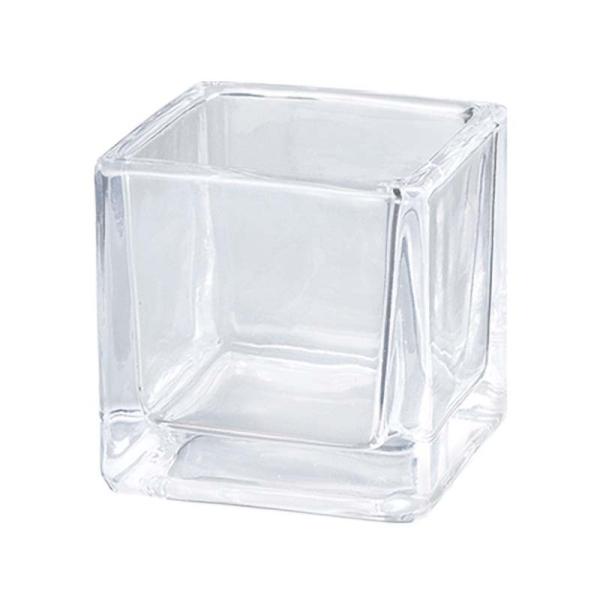 4個 ガラスポット ブロックS 6×H6cm ガラス ポット フラワーベース 花材 花器 花瓶 アレ...