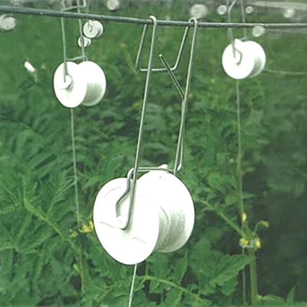 トマト誘引 ローラーフック 白 ひも付き 350個入 36m トマト 野菜 栽培 誘引 誘引具 誘引...