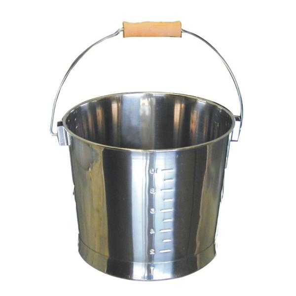 18-8目盛付 バケツ 木製取手 SH-640B 容量約10L スギコ 耐久性 耐食性 ステンレス製...