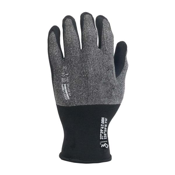 天然ゴム手袋 18G天然ゴム背抜き ウルトラファインコーティング ブラック FT-311105 タッ...