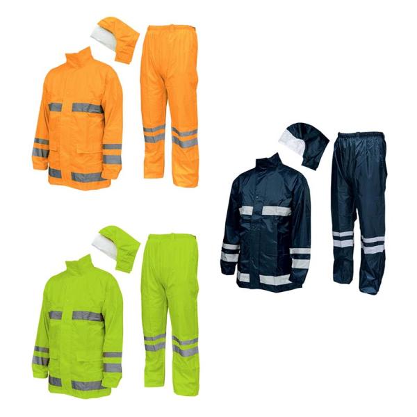 レインウェア セーフティレインスーツ スクード F-8400 雨具 上下セット フード 防水 反射 ...