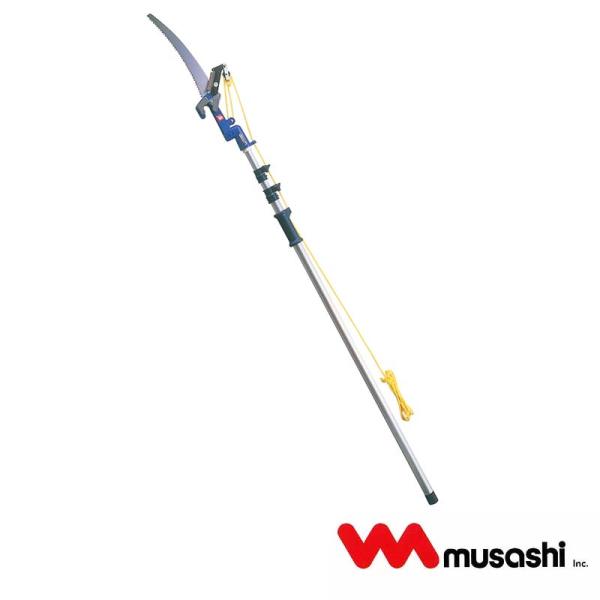 個人宅配送不可 高枝切鋏 スイングキャッチ君 (355) ムサシ 最大約3.5m 首振りヘッド ノコ...