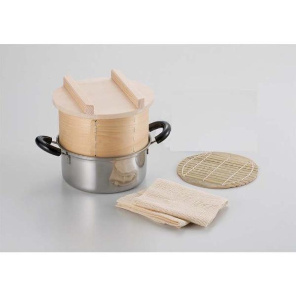 杉和せいろ鍋付セット 1升用 33×25cm 鍋 蒸し おこわ 茶碗蒸し ステンレス鍋セット ナガノ...