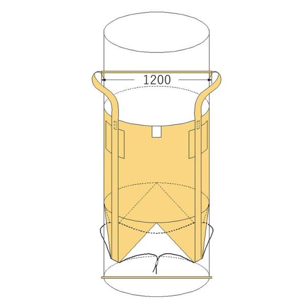 10袋入 丸型 厚手生地 フレコンバッグ OW-008丸 耐荷重1000kg 排出口全開 注入口全開...