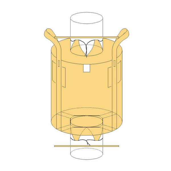 10袋入 丸型 厚手生地 フレコンバッグ OW-006丸 内袋付 耐荷重1000kg 排出口半開 注...