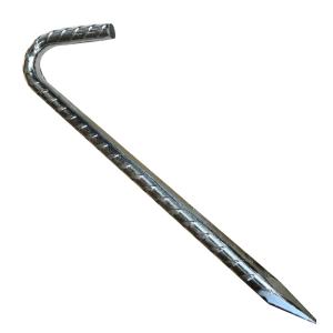 J型 異型 ロープ止め 50本入 ユニクロメッキ D10x200 杭 杭 駐車場 仕切り 線引 仮区画 ライン引 釘 建築金物 アMD