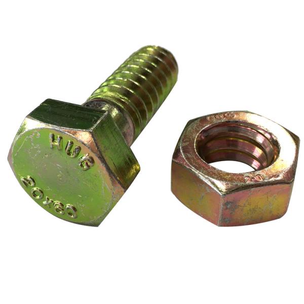 【80本】 Hug Bolt ハグボルト 仮ボルト ナット付 M20 首下50mm 有色クロメート ...