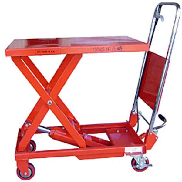 油圧式テーブル運搬車 KT-150HX 150kg スタンダードタイプ 足レバー踏み込み式なので重量...