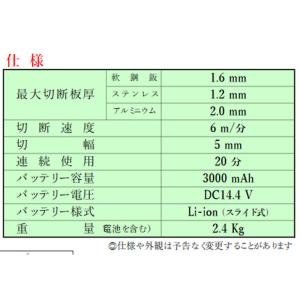 板金ハサミ 電動 エースカッタ コードレスタイ...の詳細画像2