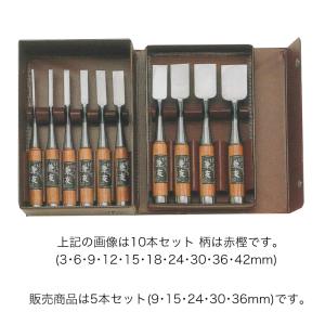 ノミ 鑿 のみ 組のみ 兼友 追入 グミ 5本組 9・15・24・30・36mm 木箱入 A-6 大工道具 小山金属工業所 三冨D｜plusyskenchiku