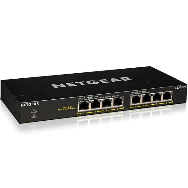 NETGEAR GS308PP-100AJS PoE+対応 ギガビット8ポート アンマネージスイッチ