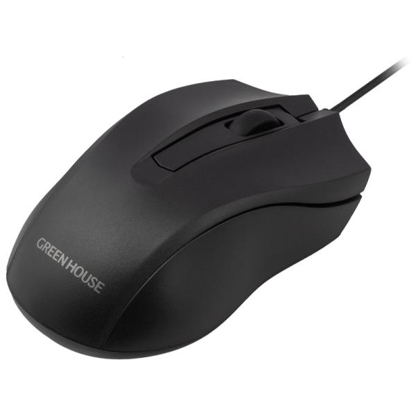 GREEN HOUSE GH-MUDQOA-BK 有線マウス 静音 光学式 ブラック