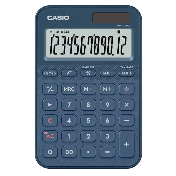 CASIO MW-C20D-NY-N デザイン電卓 カラフル ネイビー