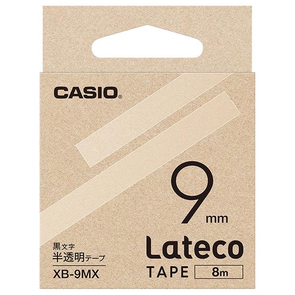 CASIO XB-9MX Lateco用テープ 9mm 半透明/ 黒文字