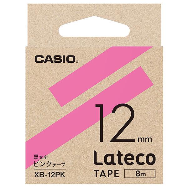 CASIO XB-12PK Lateco用テープ 12mm ピンク/ 黒文字