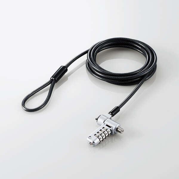 ELECOM ESL-404 セキュリティワイヤーロック/ ダイヤルシリンダー錠/ マルチ用