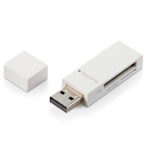 ELECOM MR-D205WH カードリーダー/ スティックタイプ/ USB2.0対応/ SD+microSD対応/ ホワイト｜plusyu