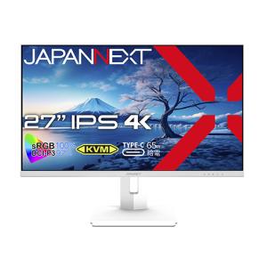 JAPANNEXT JN-IPS27UHDR-C65W-HSP-W 液晶ディスプレイ 27型/ 3840×2160/ DP×1、HDMI×1、USB-C×1/ ホワイト/ スピーカ…｜plusyu