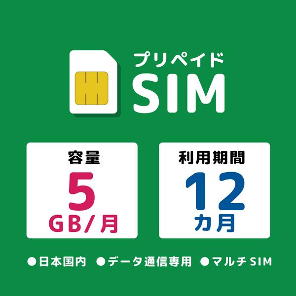 モバイル・プランニング 20211117-6270 プリペイドSIM 月間5GB 12ヶ月 ドコモ