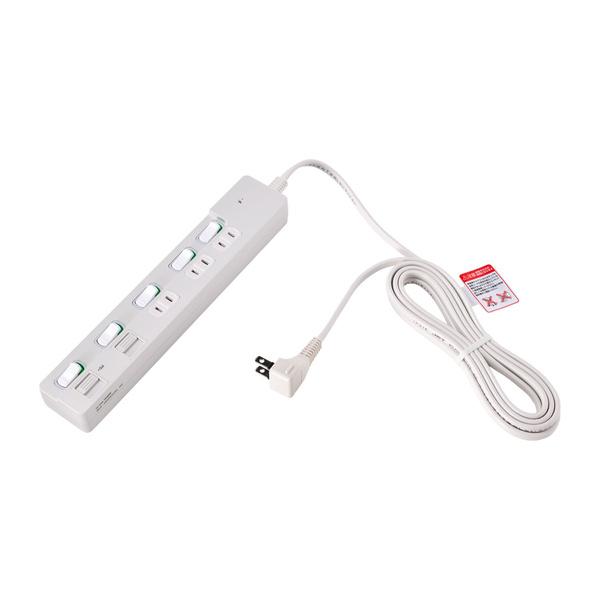 ELPA WLK-3223SUC(W) 個別スイッチ付USBタップ 3m ホワイト