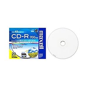 Maxell CDR700S.WP.S1P20S データ用CD-R 48倍速 700MB 1枚ずつプラケース入り20枚パック プリンタブルレーベル｜plusyu