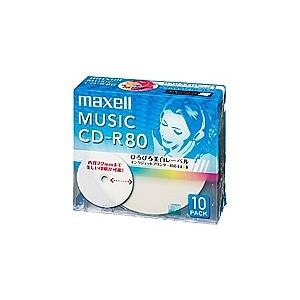 Maxell CDRA80WP.10S 音楽用CD-R 80分 ワイドプリントレーベル ホワイト 10枚パック 1枚ずつ5mmプラケース入り｜plusyu