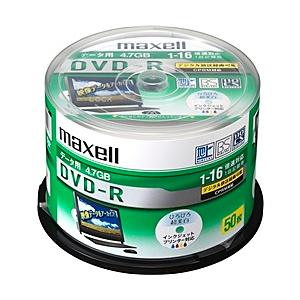 Maxell DRD47WPD.50SP データ用DVD-R 4.7GB 16倍速 CPRM対応 インクジェットプリンター対応 (50枚スピンドル)｜plusyu