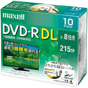 Maxell DRD215WPE.10S 録画用 DVD-R DL 片面2層 2-8倍速 10枚パック 5mmプラケース ワイドプリンタブル（ホワイト）｜plusyu