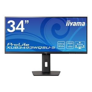 iiyama XUB3493WQSU-B5 液晶ディスプレイ 34型/ 3440×1440/ HDMI、DisplayPort/ ブラック/ スピーカー：あり/…｜plusyu