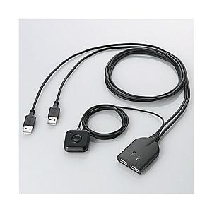 ELECOM KM-A22BBK USB対応ケーブル一体型キーボード・マウス用パソコン切替器 (ブラ...
