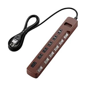 ELECOM T-BR04-2620BR 雷ガードタップ/ Color Style/ 個別スイッチ/...