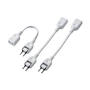 ELECOM T-ADR1WHX3 ACアダプタ用電源延長コード/ 2P/ 1個口/ ホワイト/ 3...