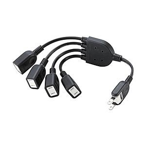 ELECOM T-ADR4BK ACアダプタ用電源延長コード/ 2P/ 4個口/ ブラック