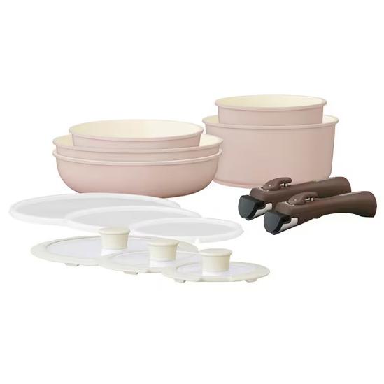 アイリスオーヤマ CCRC-13S-GP セラミックカラーパン13点セット グレイッシュピンク