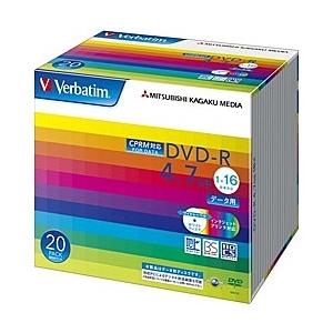 Verbatim DHR47JDP20V1 DVD-R 4.7GB CPRM PCデータ用 16倍速対応 20枚スリムケース入り ワイド印刷可能｜plusyu