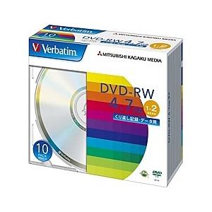 Verbatim DHW47N10V1 DVD-RW 4.7GB PCデータ用 2倍速対応 10枚スリムケース入り シルバーディスク｜plusyu