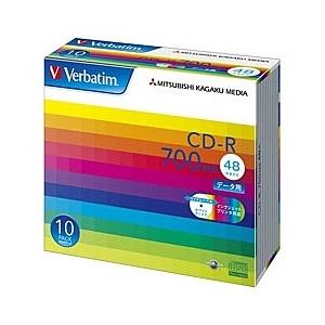 Verbatim SR80SP10V1 CD-R 700MB PCデータ用 48倍速対応 10枚スリムケース入り ワイド印刷可能｜plusyu