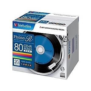 Verbatim MUR80PHS20V1 CD-R(Audio) 80分 5mmケース20枚パック カラーミックス(5色) Phono-Rシリーズ｜plusyu