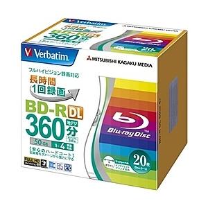 Verbatim VBR260YP20V1 BD-R(Video) <片面2層> 1回録画用 260分 1-4倍速 1枚5mmスリムケース20P インクジェット…