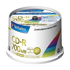 Verbatim SR80FP50V2 CD-R 700MB PCデータ用 48倍速対応 50枚スピンドルケース 印刷可能ホワイトレーベル｜plusyu