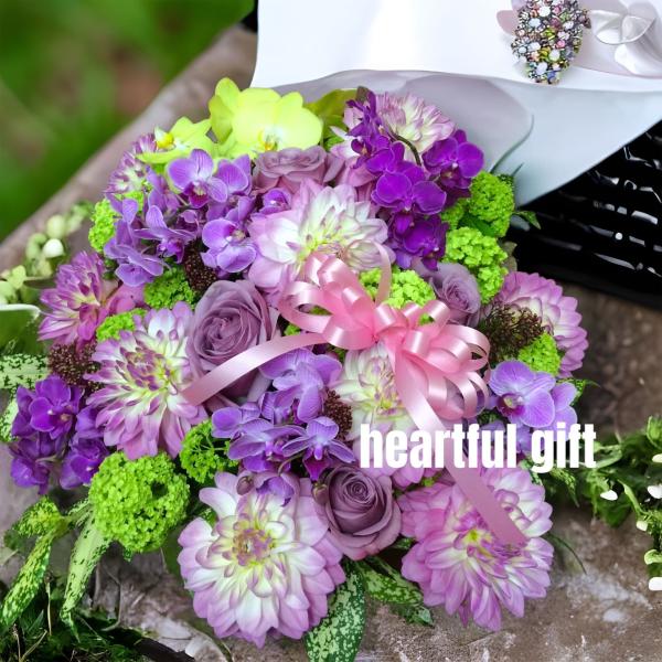 お悔み お供え 生花 アレンジメント 胡蝶蘭 ピンク系 16500円 おしゃれ 現代風 仏花 枕花 ...