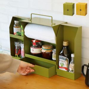 調味料ラック 持ち運び スパイス&amp;キッチンペーパーラック SPICE&amp;KITCHEN PAPER RACK キッチンペーパーホルダー