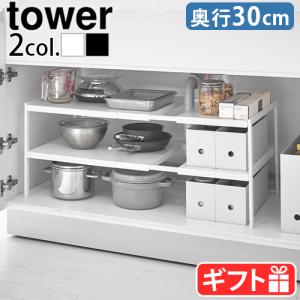tower 山崎実業 伸縮シンク下ラック 2段 タワー D30 公式 シンク下収納