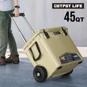 クーラーボックス 大型 大容量 タイヤ付き OUTPUT LIFE × Deelight iceland クーラーボックス ホイール付き 45QT / 約42L｜plywood