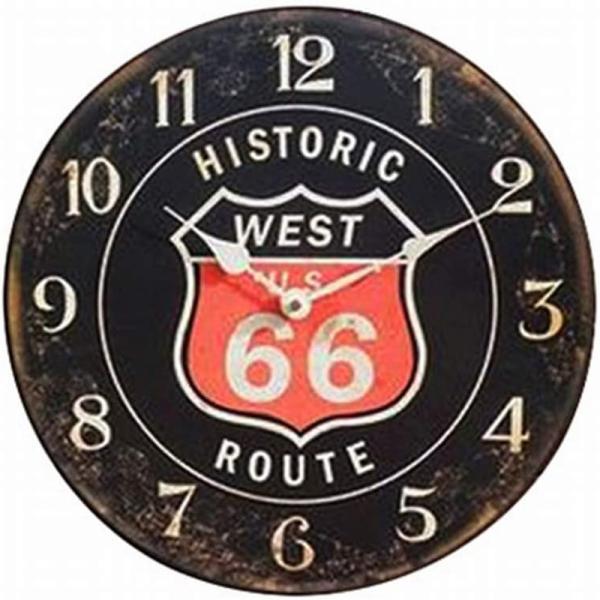 掛時計 アンティーク レジェクションカフェクロック ROUTE66 ブラック