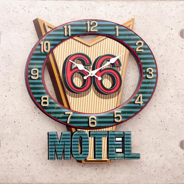 掛時計 アンティークエンボス ダイカットクロック［MOTEL 66］（アメリカン雑貨）